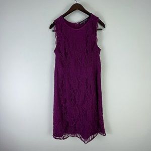 Brixton Ivy Purple Medina Fuchsia Lace Dress - Knee-length Size Large